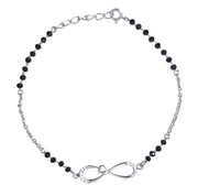925 Sterling Silver Infinity Heart Mangalsutra Bracelet Black Beads For Woman - Taraash