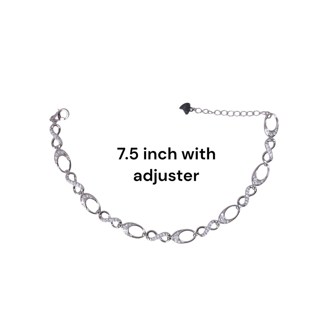 925 Sterling Silver Infinity Oval CZ Bracelet for Women - Taraash