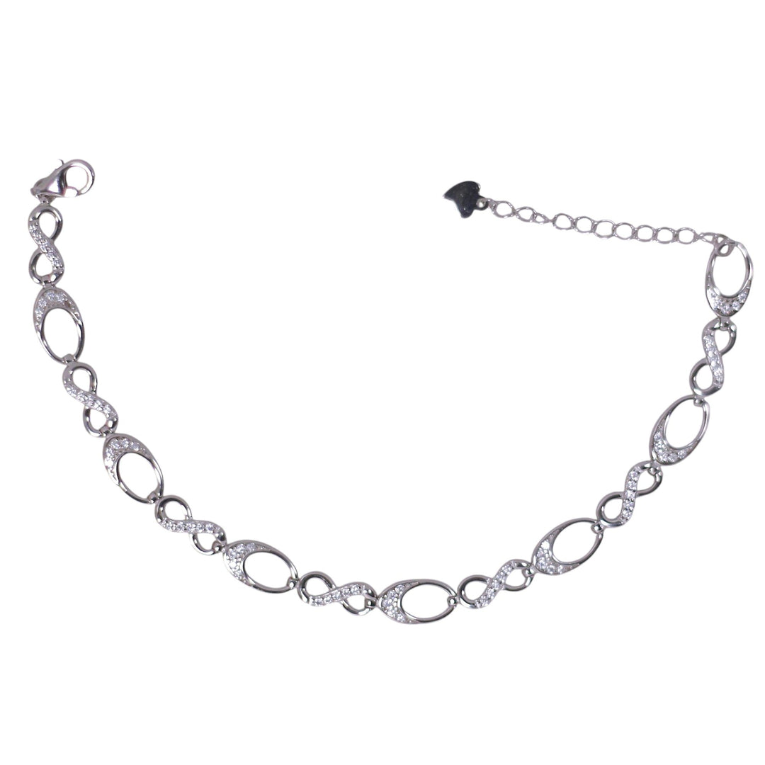 925 Sterling Silver Infinity Oval CZ Bracelet for Women - Taraash