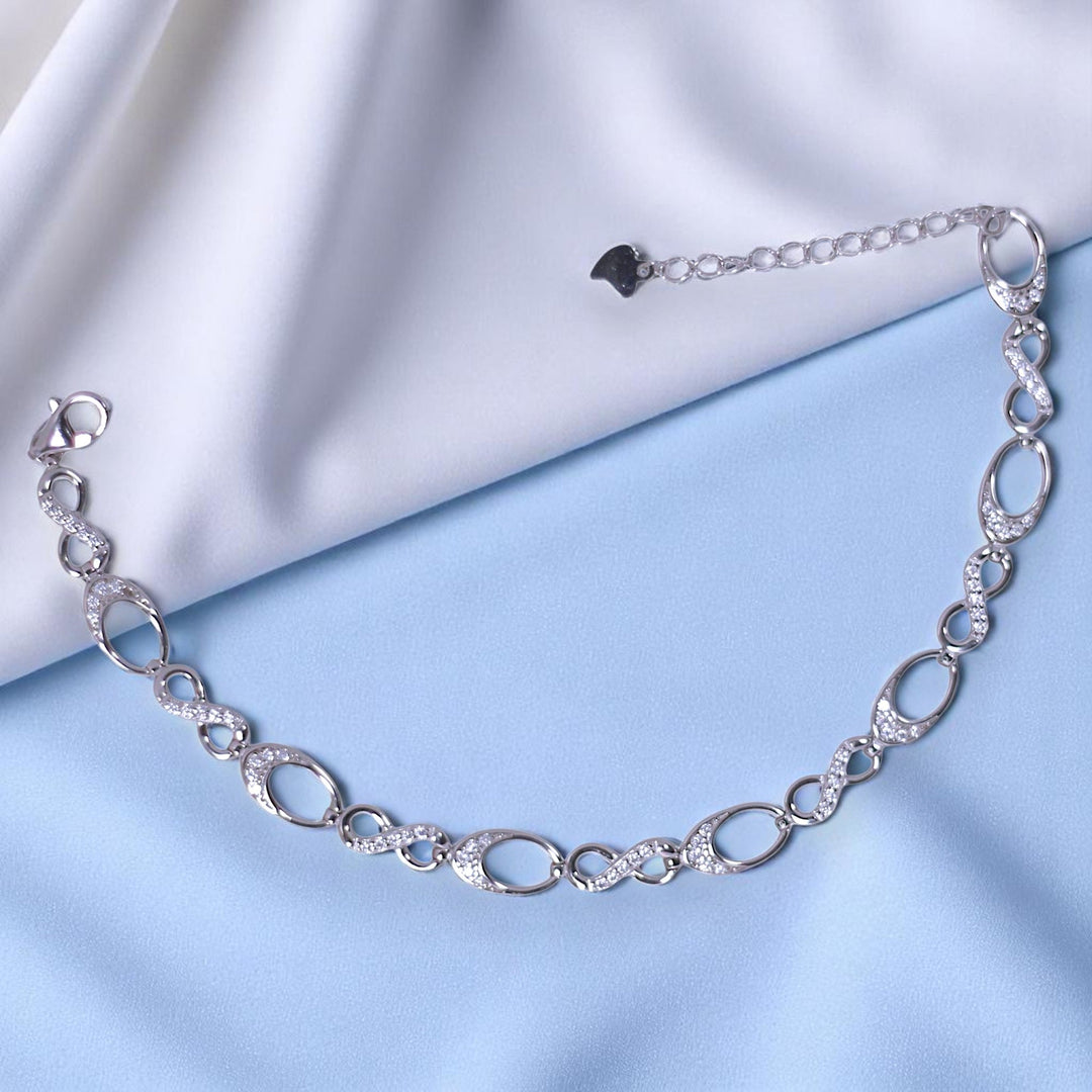 925 Sterling Silver Infinity Oval CZ Bracelet for Women - Taraash