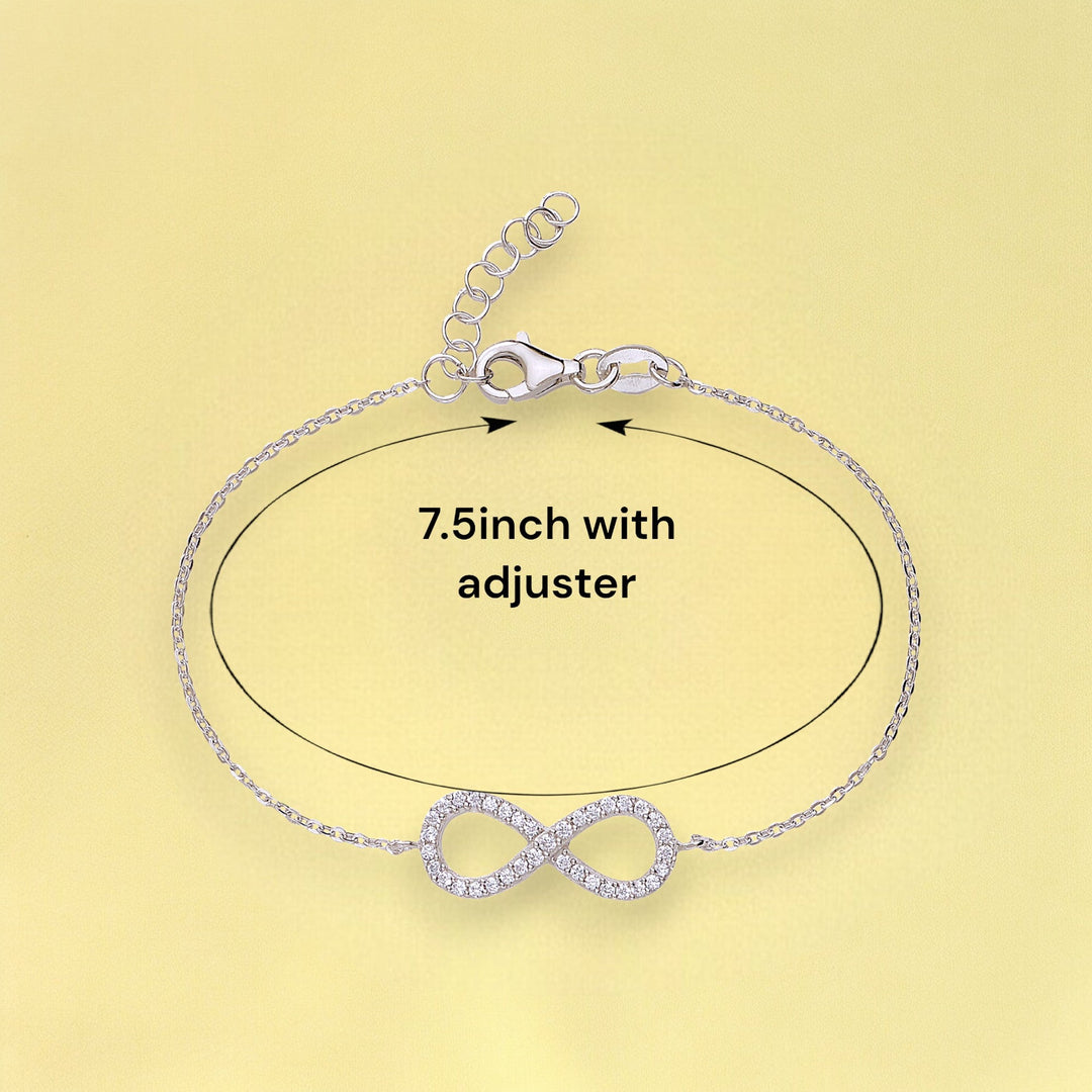 925 Sterling Silver Infinity Shimmering CZ Bracelet Gift for Womens - Taraash