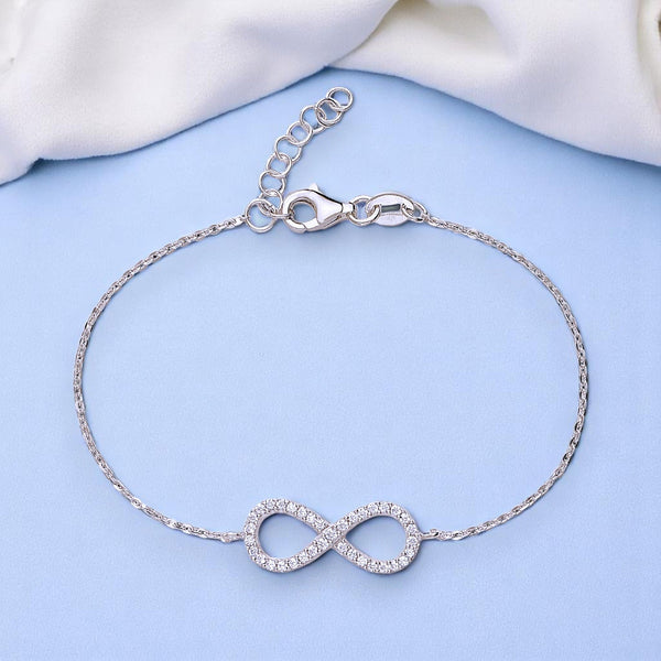 925 Sterling Silver Infinity Shimmering CZ Bracelet Gift for Womens - Taraash