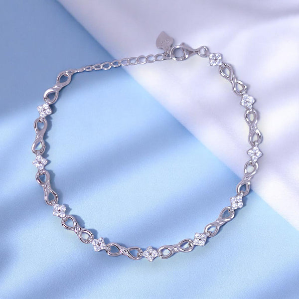 925 Sterling Silver Infinity Square CZ Bracelet for Women - Taraash