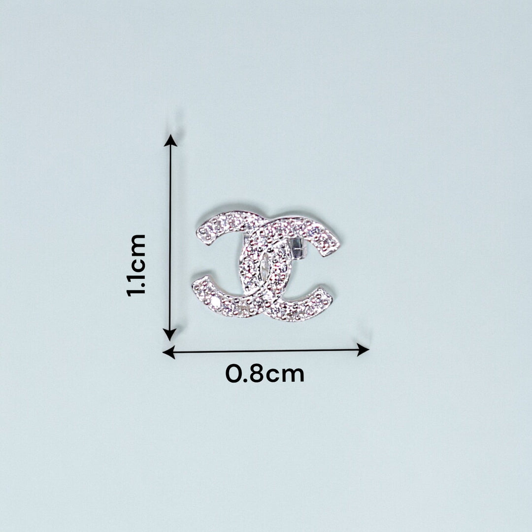 925 Sterling Silver Interlocking ?ÇÿC?ÇÖ Design Earrings CZ Stud Earrings for Women / Girls - Taraash