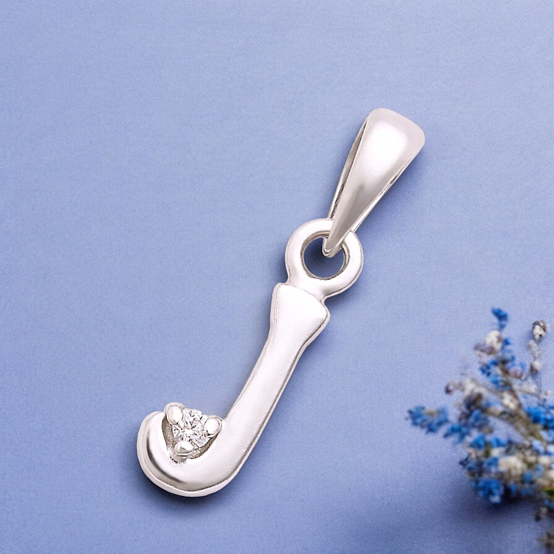 925 Sterling Silver "J" Letter Cz Pendant For Men And Women - Taraash