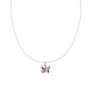 925 Sterling Silver Kids Enamel Butterfly Pendant with Chain for Girls - Taraash