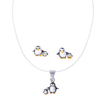 Load image into Gallery viewer, 925 Sterling Silver Kids Tiny Playful Penguin Enamel Jewellery Set for Girls - Taraash
