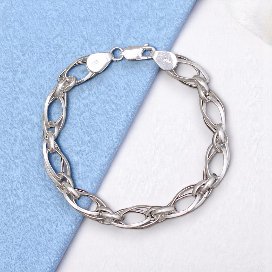 925 Sterling Silver Link Chain Bracelet For Mens - Taraash