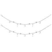 925 Sterling Silver Lock & Key CZ Beaded Anklet for Women - Taraash