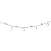 925 Sterling Silver Lock & Key CZ Beaded Single Anklet for Women - Taraash