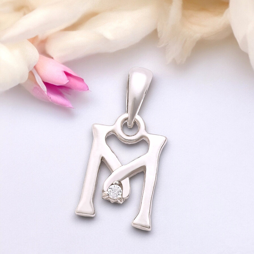 925 Sterling Silver "M" Letter Cz Pendant For Men And Women - Taraash