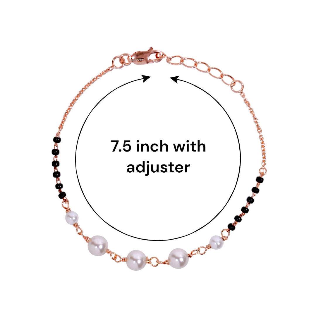 925 Sterling Silver Mother of Pearl Mangalsutra Bracelet For Women - Taraash