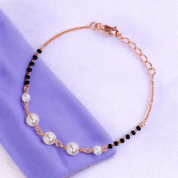 925 Sterling Silver Mother of Pearl Mangalsutra Bracelet For Women - Taraash