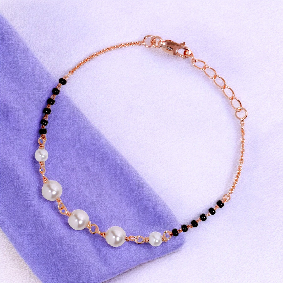 925 Sterling Silver Mother of Pearl Mangalsutra Bracelet For Women - Taraash