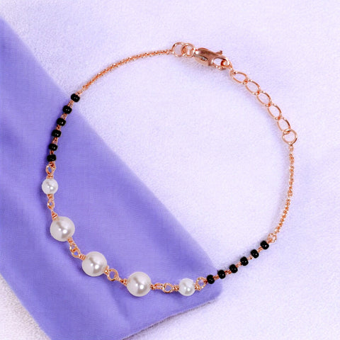 925 Sterling Silver Mother of Pearl Mangalsutra Bracelet For Women - Taraash