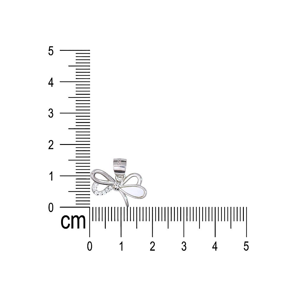 925 Sterling Silver Mother of Pearl With Cz Bow Pendant For Women - Taraash