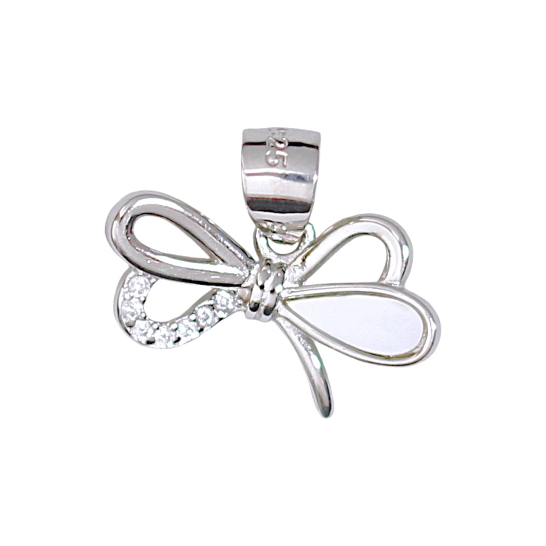 925 Sterling Silver Mother of Pearl With Cz Bow Pendant For Women - Taraash