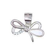 925 Sterling Silver Mother of Pearl With Cz Bow Pendant For Women - Taraash