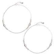 925 Sterling Silver Multi Beaded Chain Anklet for Women - Taraash