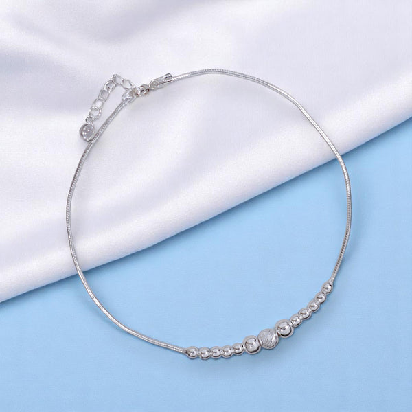 925 Sterling Silver Multi Beaded Chain Anklet for Women - Taraash