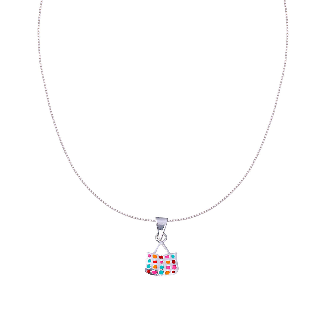 925 Sterling Silver Multi Color Bag Chain with Pendant Set for Girls - Taraash