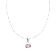 925 Sterling Silver Multi Color Bag Chain with Pendant Set for Girls - Taraash