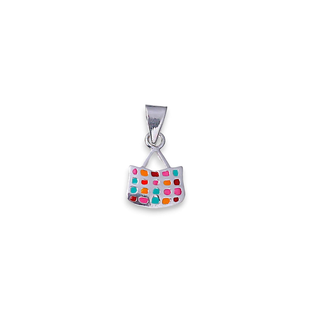 925 Sterling Silver Multi Color Bag Pendant Chain and Earring Set for Girls - Taraash
