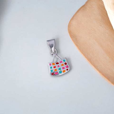 925 Sterling Silver Multi Color Bag Pendant for Girls - Taraash