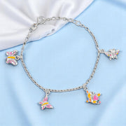 925 Sterling Silver Multi - Color Butterfly Charm Bracelet for Girls - Taraash