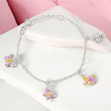 925 Sterling Silver Multi - Color Butterfly Charm Bracelet for Women - Taraash