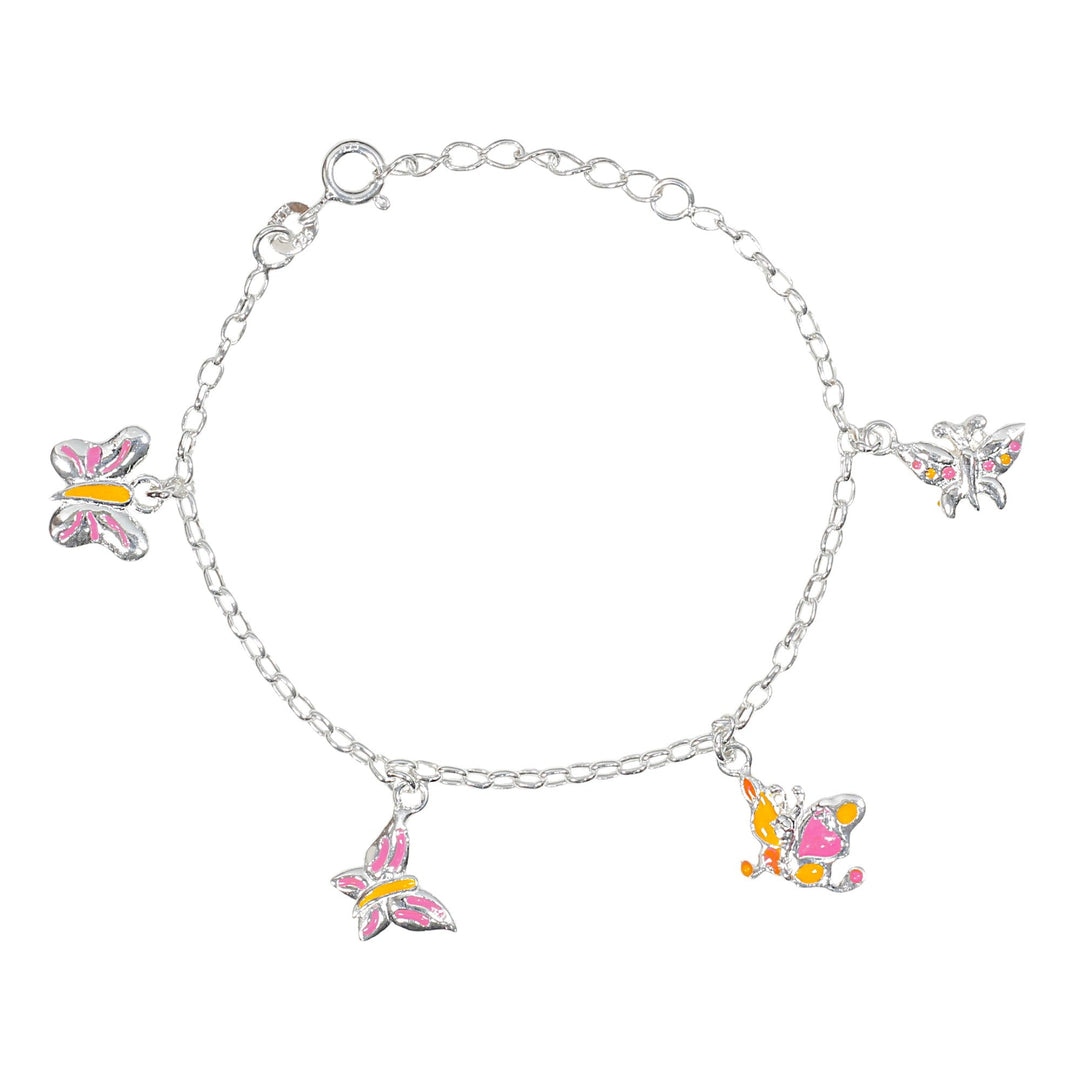 925 Sterling Silver Multi - Color Butterfly Charm Bracelet for Women - Taraash