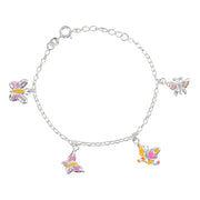 925 Sterling Silver Multi - Color Butterfly Charm Bracelet for Women - Taraash