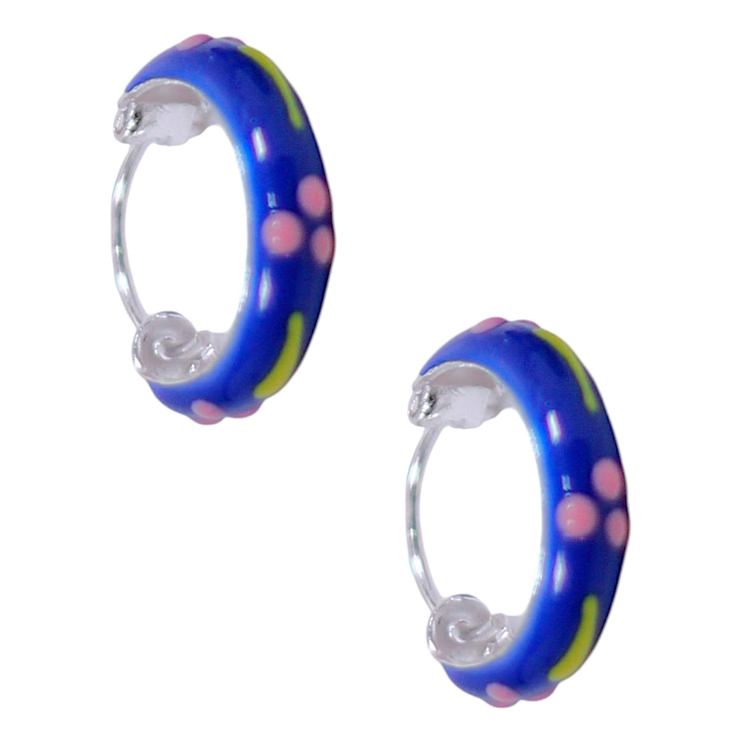 925 Sterling Silver Multi - Color Enamel Hoop Earring For Women/ Girls - Taraash