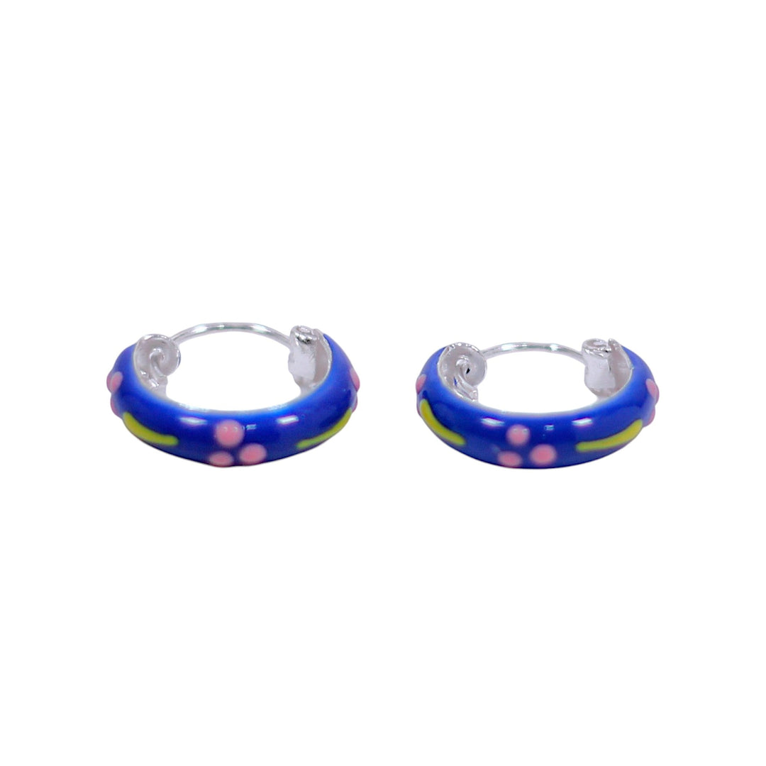 925 Sterling Silver Multi - Color Enamel Hoop Earring For Women/ Girls - Taraash