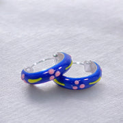 925 Sterling Silver Multi - Color Enamel Hoop Earring For Women/ Girls - Taraash