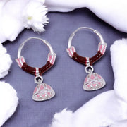 925 Sterling Silver Multi - Color Enamel Hoop Earrings For Girls/Women - Taraash