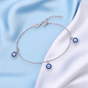 925 Sterling Silver Multi Evil Eye Charms Bracelet Gift for Womens - Taraash