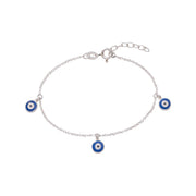 925 Sterling Silver Multi Evil Eye Charms Bracelet Gift for Womens - Taraash