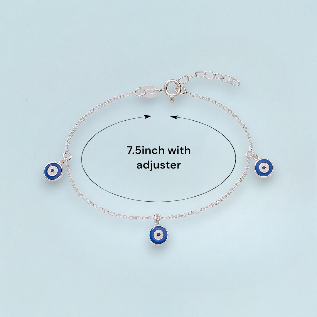 925 Sterling Silver Multi Evil Eye Charms Bracelet Gift for Womens - Taraash