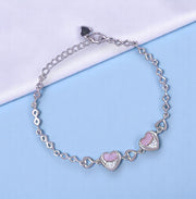 925 Sterling Silver Multi Heart CZ Bracelet for Women - Valentine's Day Special - Taraash