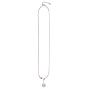 925 Sterling Silver Necklace with Pink CZ stone and Halo Pendant For women - Taraash