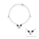 Load image into Gallery viewer, 925 Sterling Silver Olive Green Gemstone Anklet for Women - Taraash