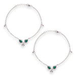 Load image into Gallery viewer, 925 Sterling Silver Olive Green Gemstone Anklet for Women - Taraash