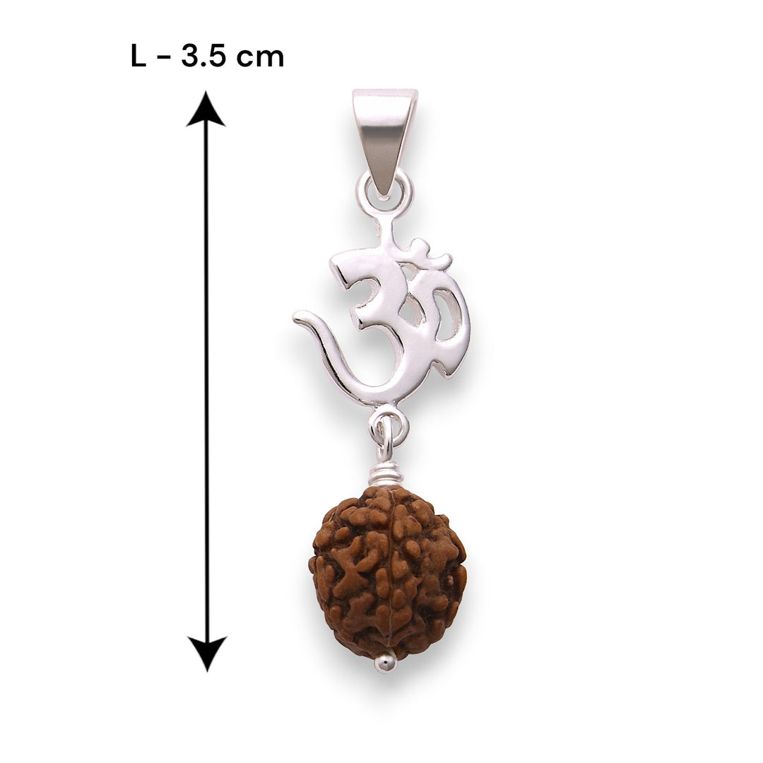 925 Sterling Silver Om Rudraksha Pendant For Men & Women - Taraash