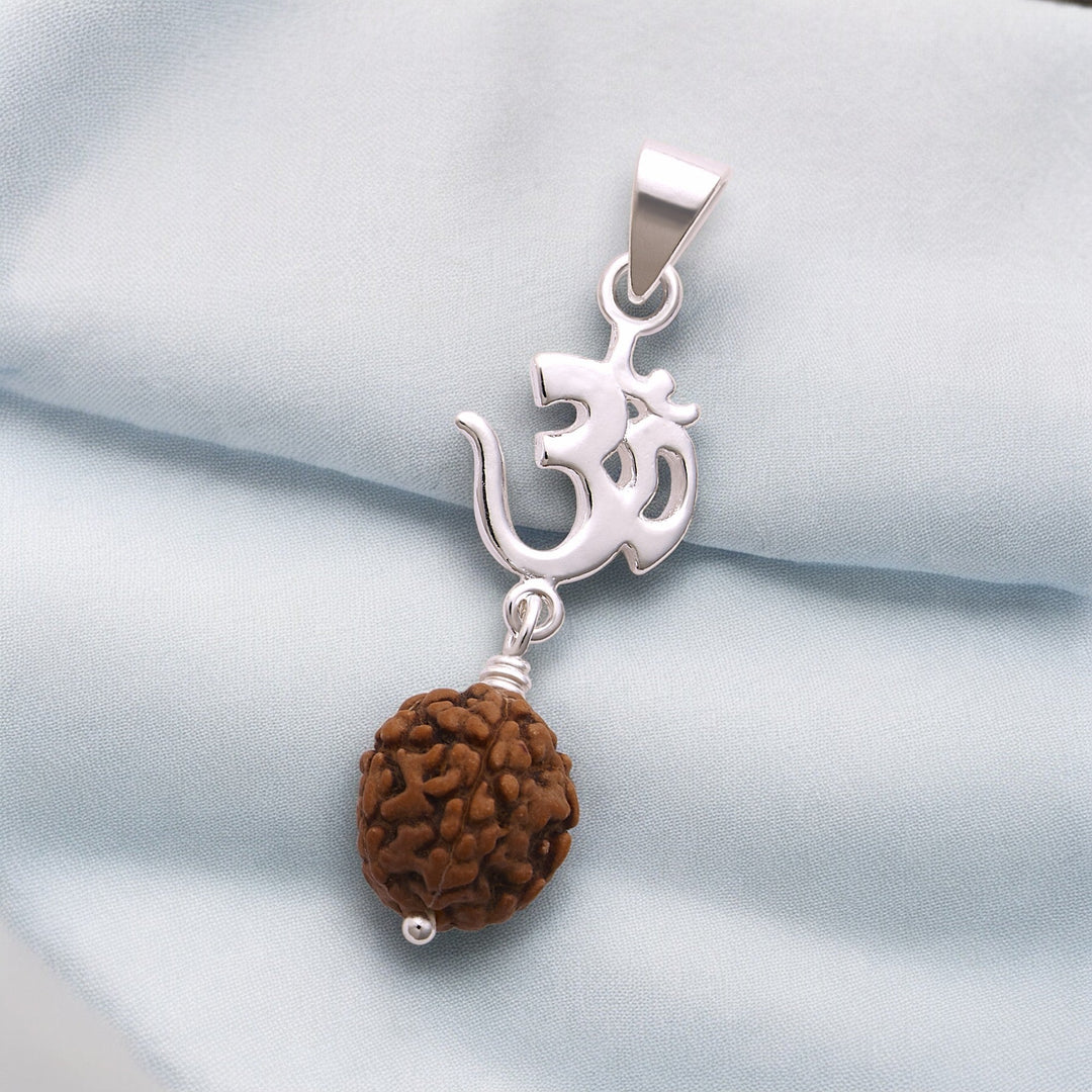 925 Sterling Silver Om Rudraksha Pendant For Men & Women - Taraash