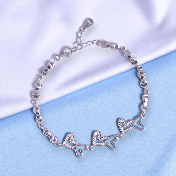 925 Sterling Silver Open - Heart Link Bracelet for Women - Taraash