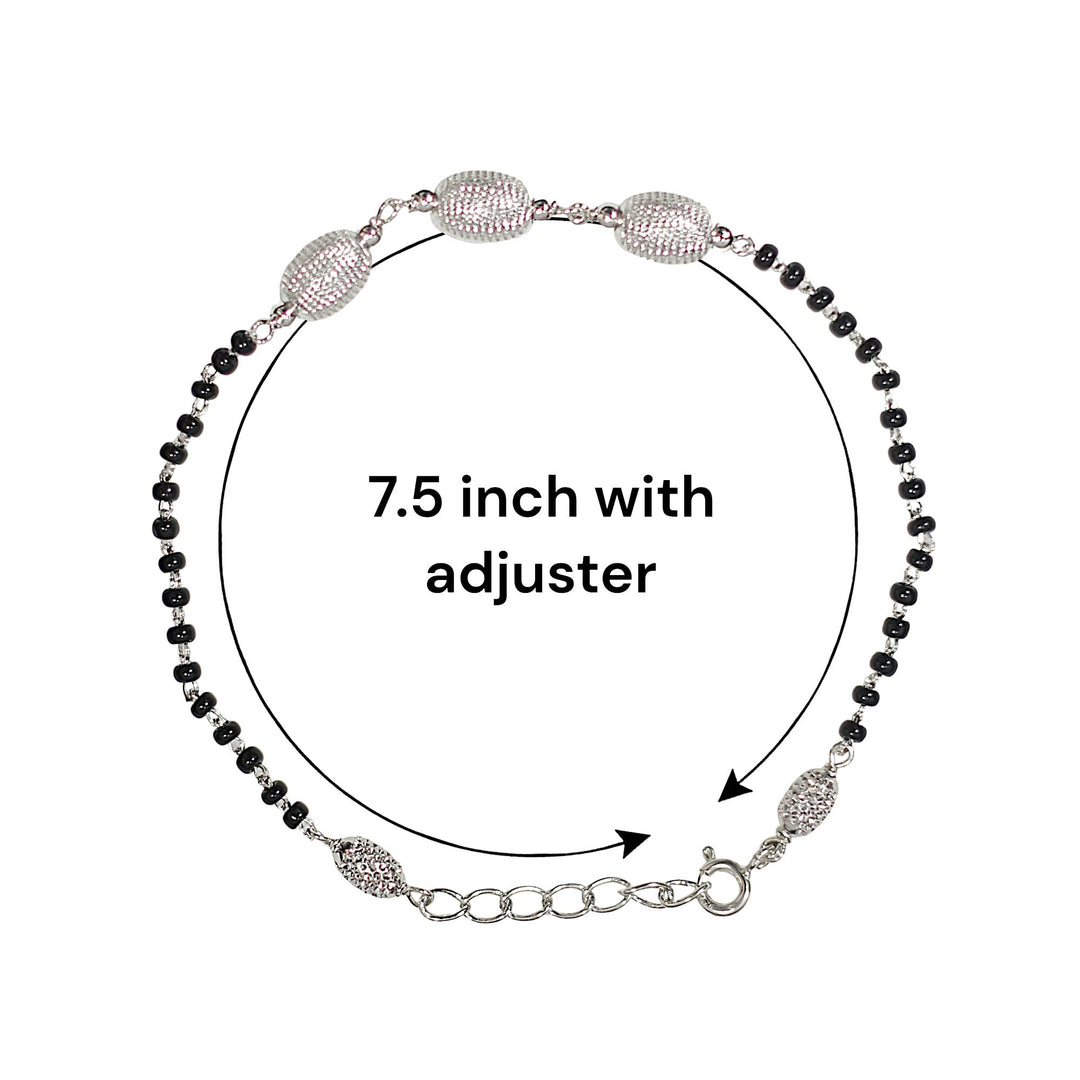 925 Sterling Silver Oval Multi Beaded Mangalsutra Bracelet for Women - Taraash