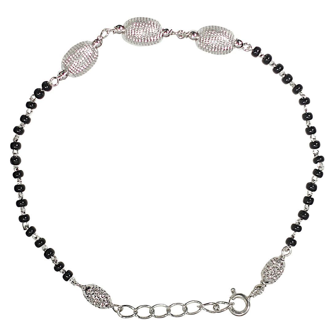 925 Sterling Silver Oval Multi Beaded Mangalsutra Bracelet for Women - Taraash