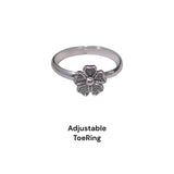 925 Sterling Silver Oxidised Flower Design Toe Rings for Women - Taraash