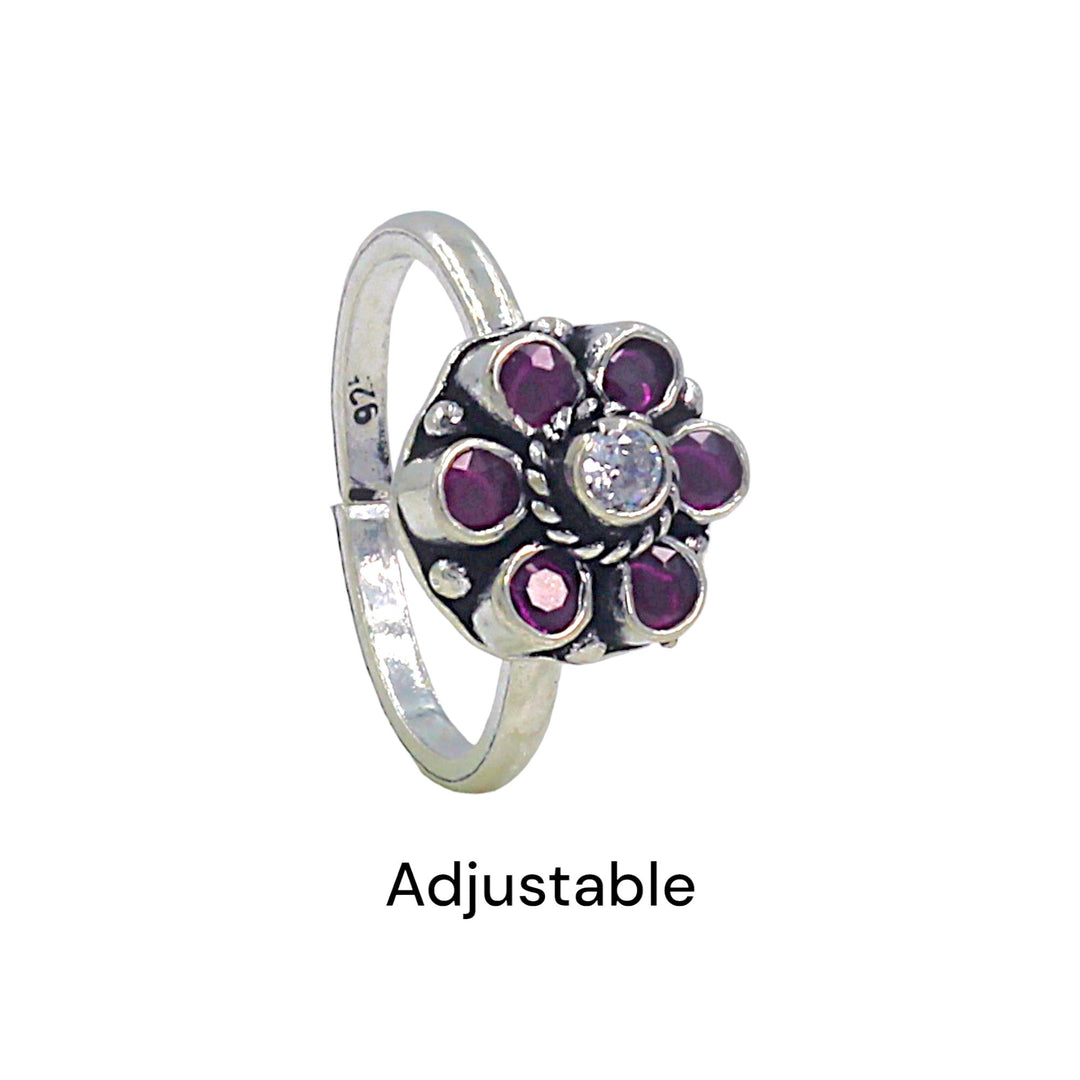 925 Sterling Silver Oxidized Flower Pattern Toe Rings for Women - Taraash